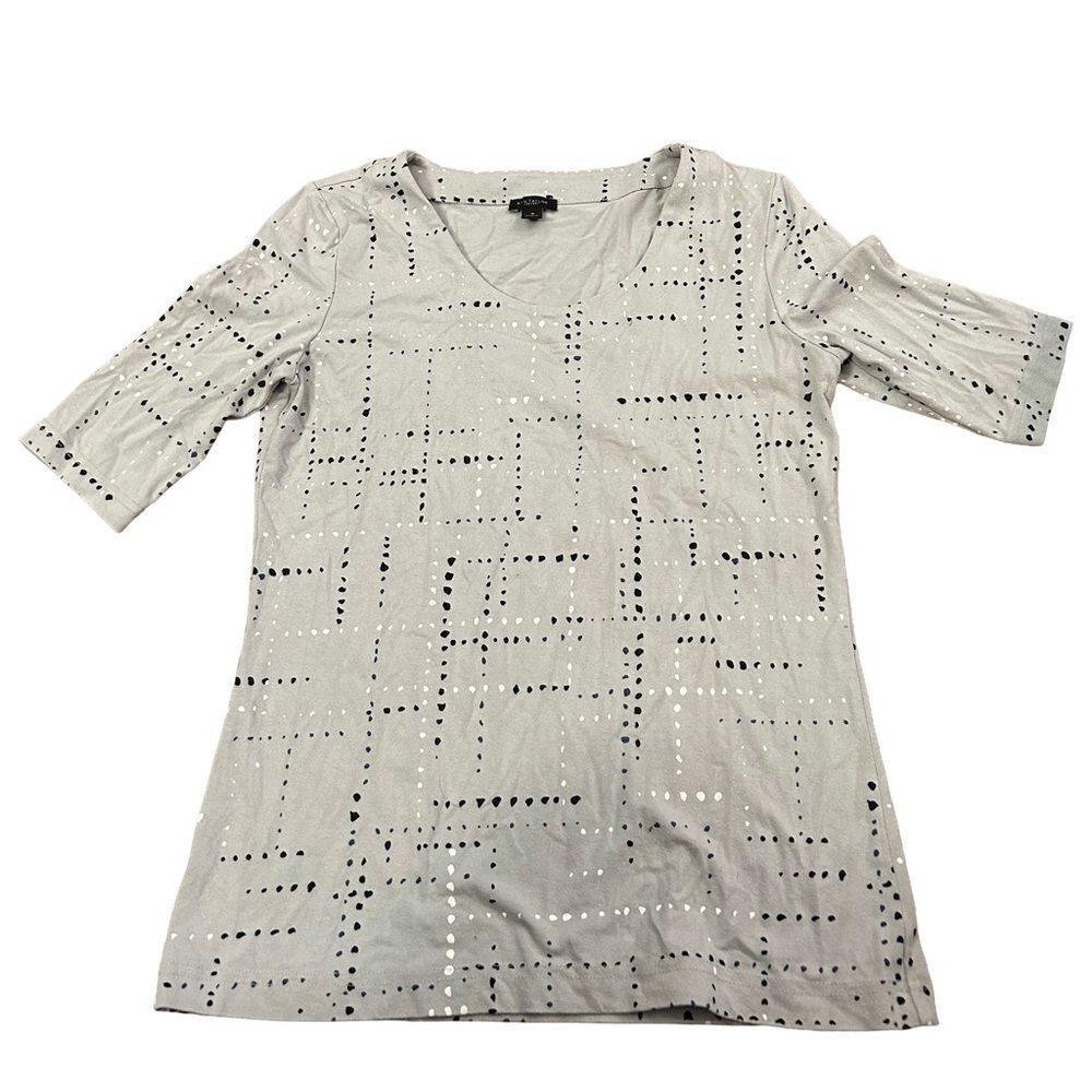 Women’s Ann Taylor Dotted Gray Dress Blouse Top